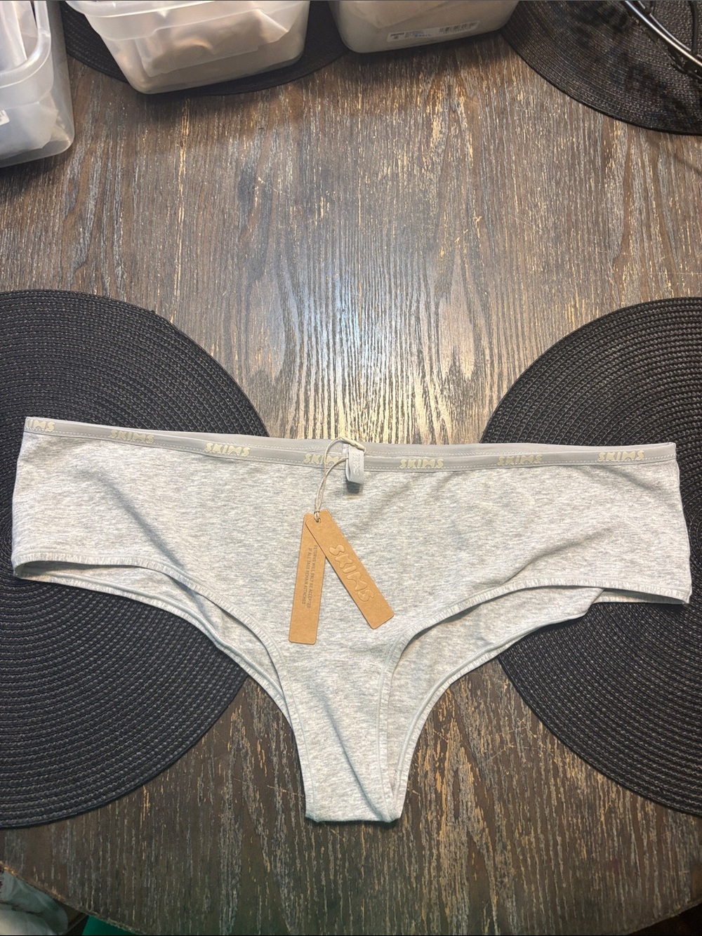 SKIMS Light Gray Cotton logo hipster Bikini Brief